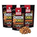 Almond Brothers Roasted Almonds - Crispy Onion n' Chili with Aleppo Pepper - Pack of 3, 5 oz - Hand Crafted, Gluten-Free, Non-GMO