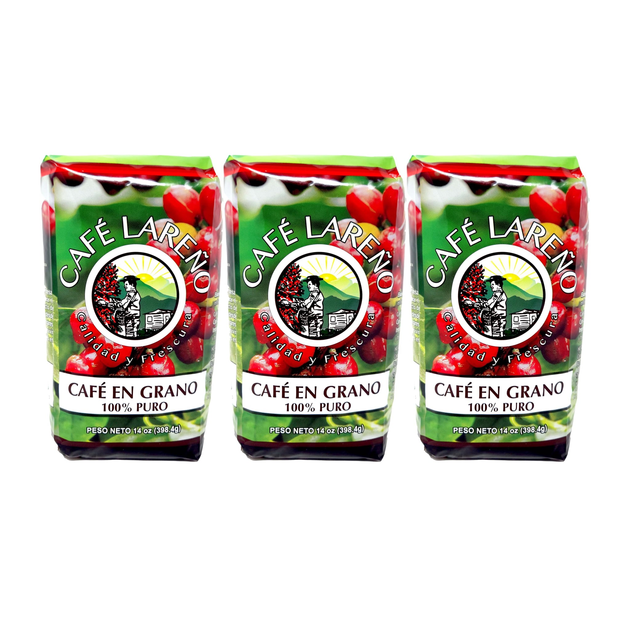 Café Lareño Whole Bean Coffee (Grano) - Lares, Puerto Rico - 14 oz (Pack of 3-42 oz Total)
