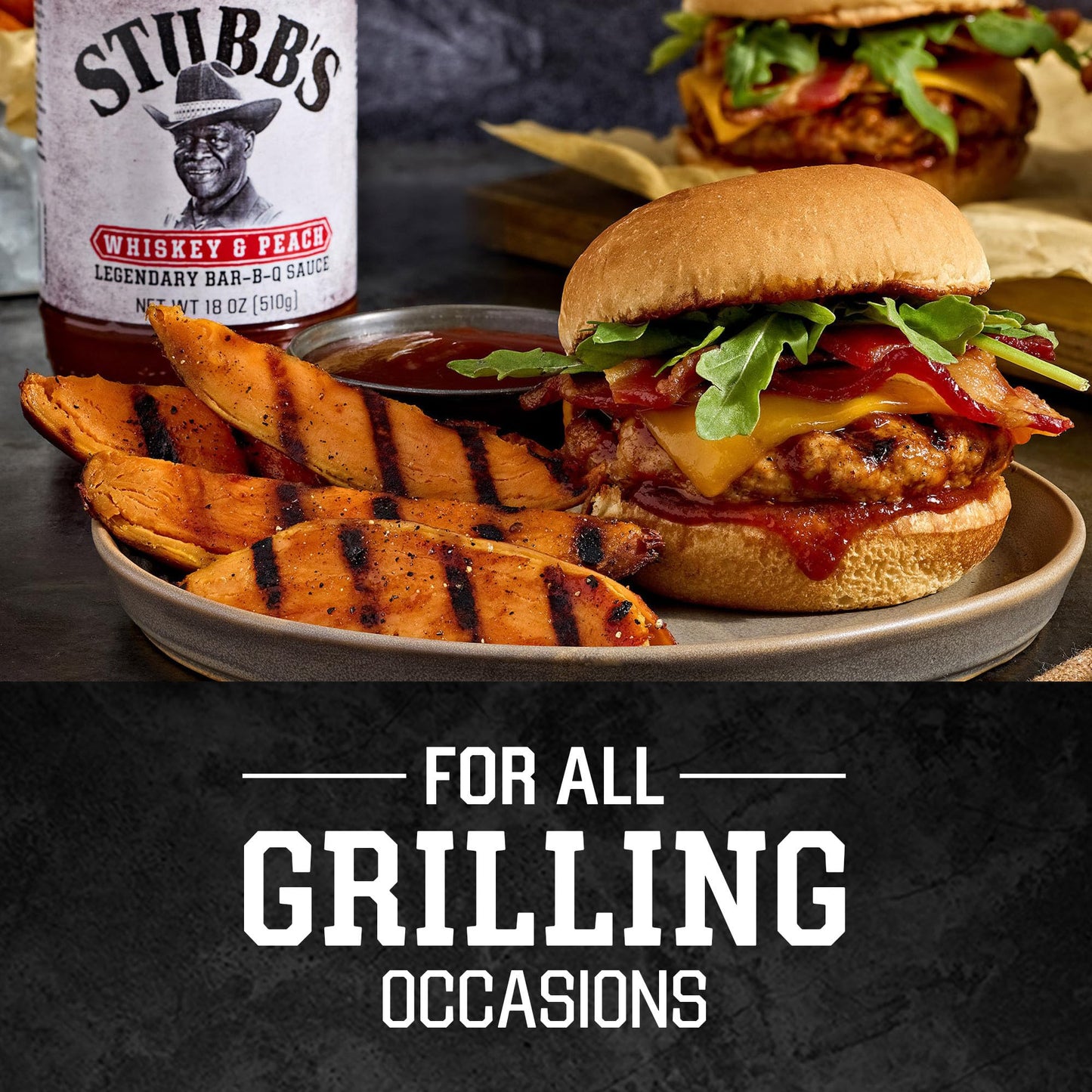 Stubb’s BBQ Sauce, Whiskey & Peach, Kosher, No Artificial Flavors, No High Fructose Corn Syrup, Sweet and Tangy Sauce for Ribs, Chicken, Wings, Steak