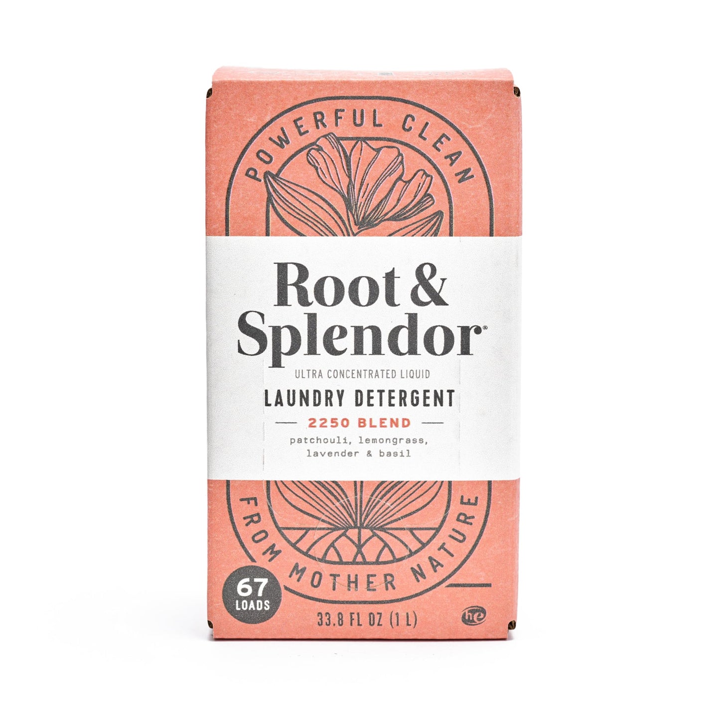 Root & Splendor Ultra Concentrated Non Toxic Laundry Detergent Liquid - Plant Based & Eco Friendly Enzymatic Laundry Soap, 2250 Scent, 1 Liter, 67
