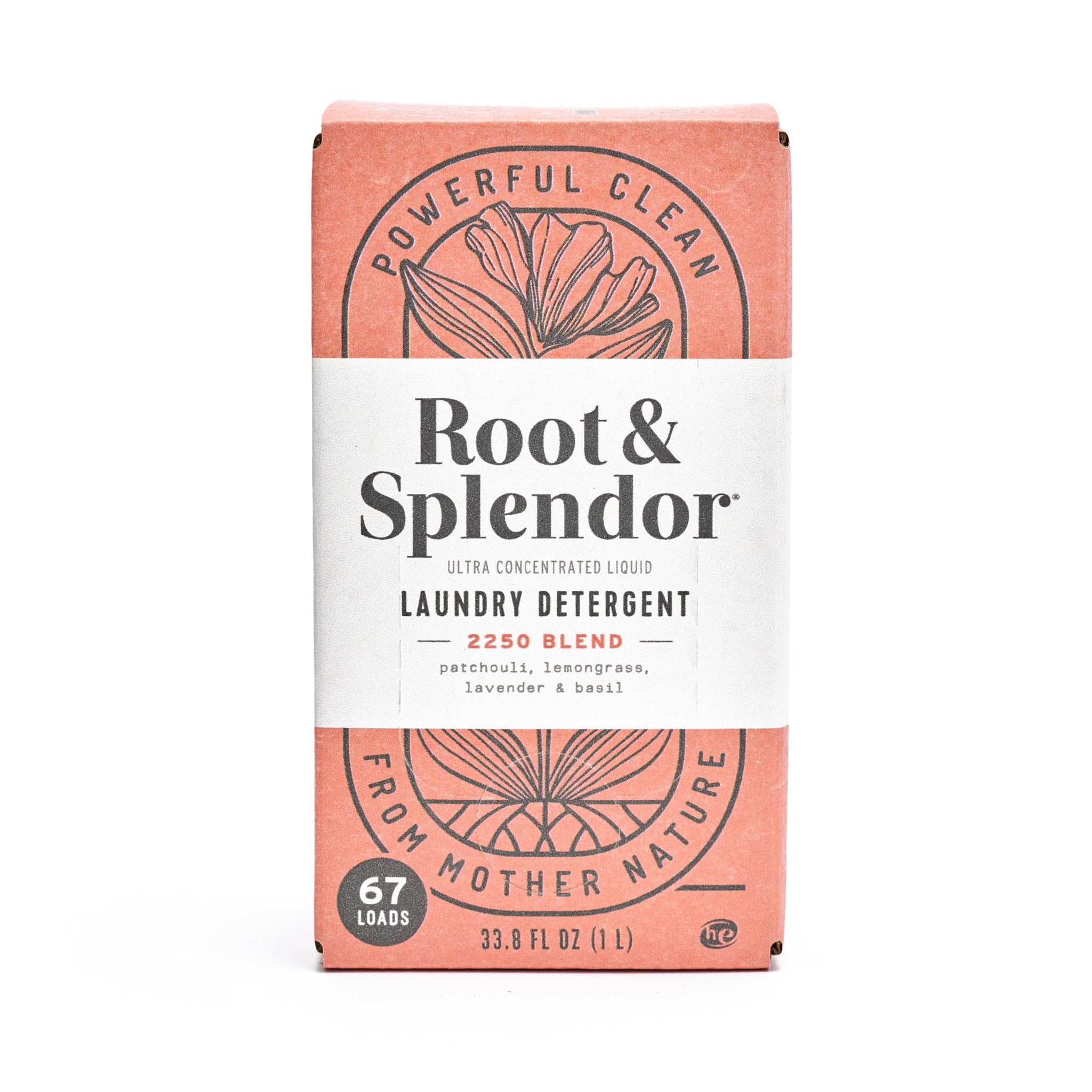 Root & Splendor Ultra Concentrated Non Toxic Laundry Detergent Liquid - Plant Based & Eco Friendly Enzymatic Laundry Soap, 2250 Scent, 1 Liter, 67