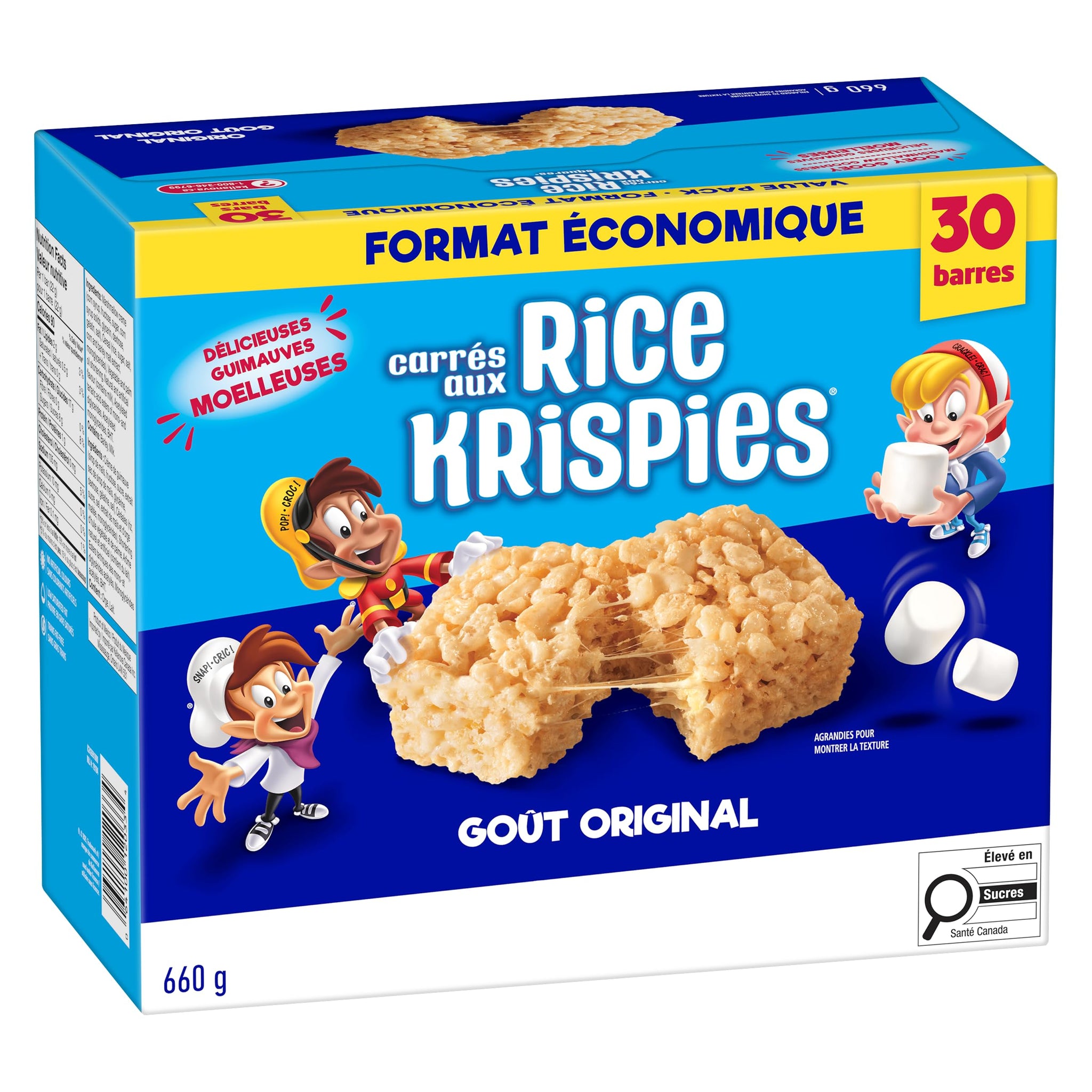 Kellogg's Rice Krispies Square Bars 660g Jumbo Pack-Original, 30 Cereal Bars {Imported from Canada}