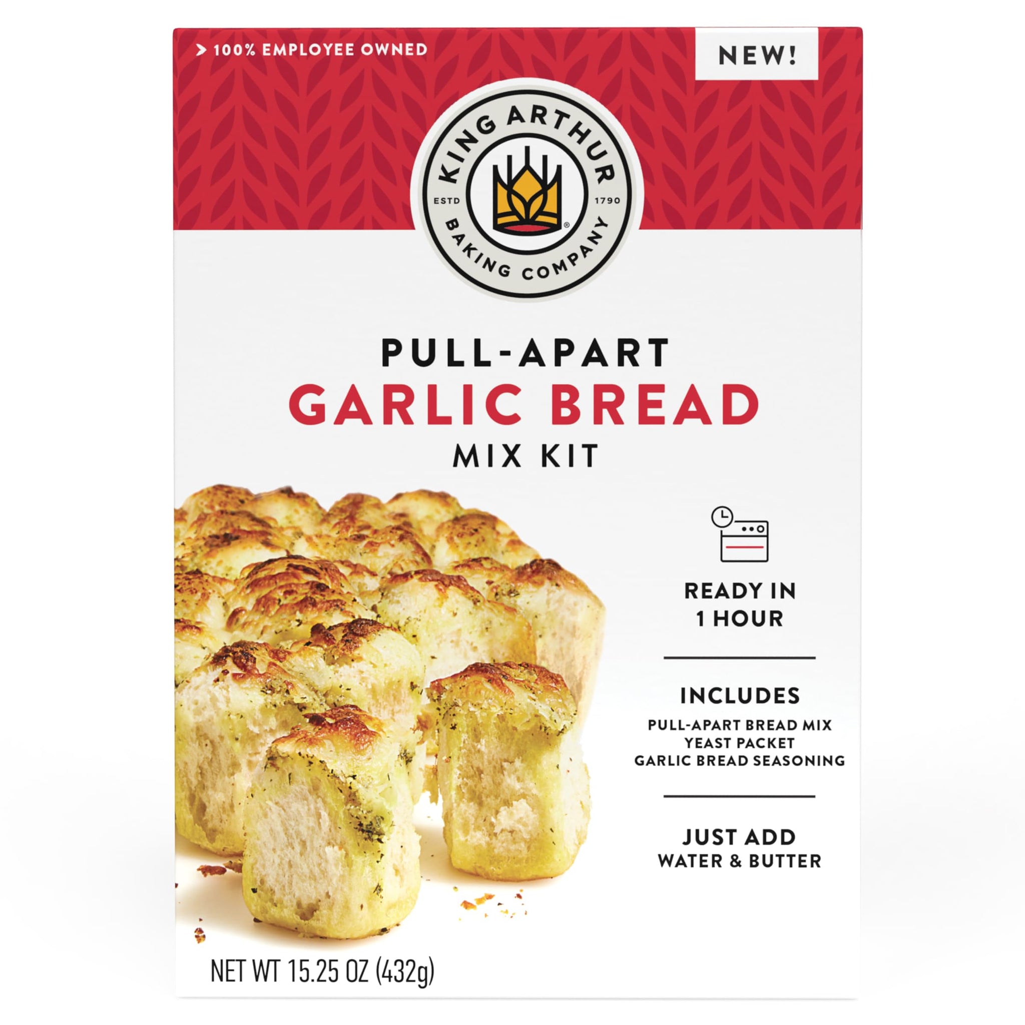 King Arthur Baking Company Pull-Apart Garlic Bread Mix Kit 15.25 Oz, Baking Mix - Ready in 1 hour