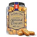 La Dolce Vita Classic Almond Italian Biscotti Cookie Snacks with Whole Almonds, 40 oz. Jar, 30 Servings (Pack of 1)