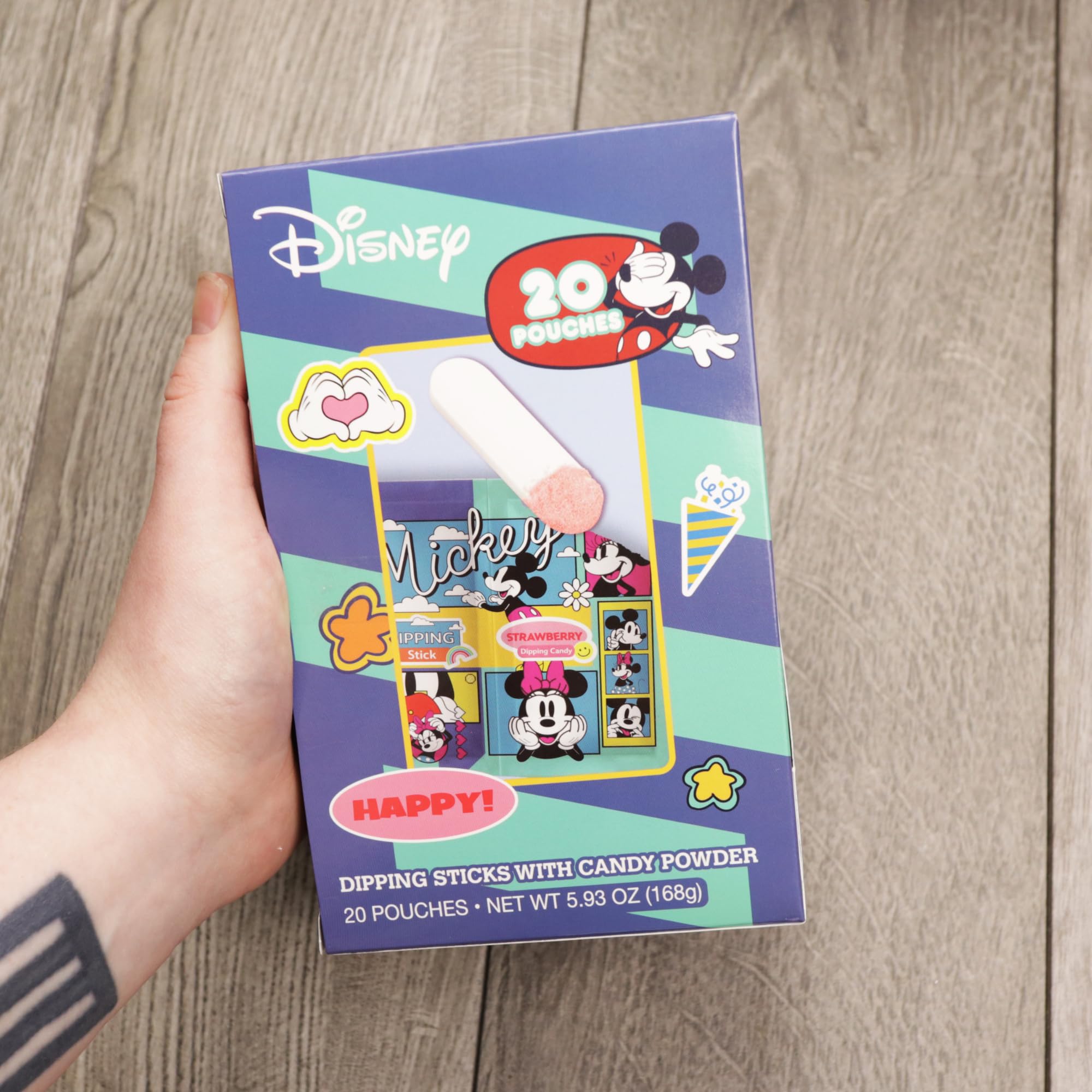 Disney Mickey and Minnie Dipping Sticks and Powder Candy, Birthday Party Treats, 20 Pouches