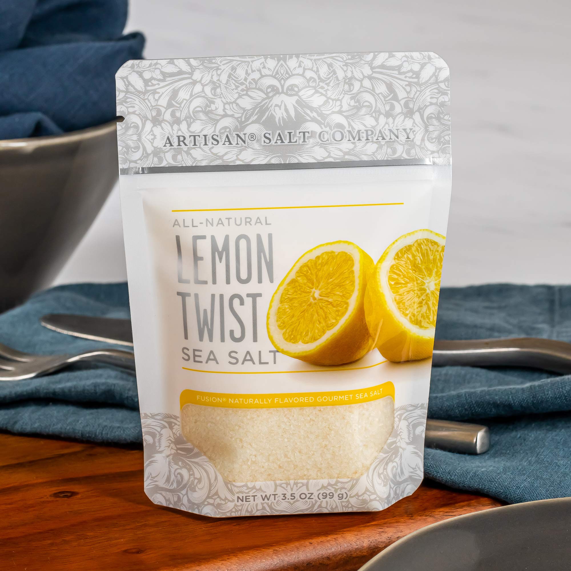 Artisan Salt Company Fusion Naturally Flavored Lemon Twist Sea Salt, Zip-Top Pouch, 3.5 Ounce