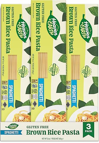 Heaven & Earth Brown Rice Pasta, Gluten Free Spaghetti, 12oz (3 Pack) | Whole Grain Gluten Free Pasta