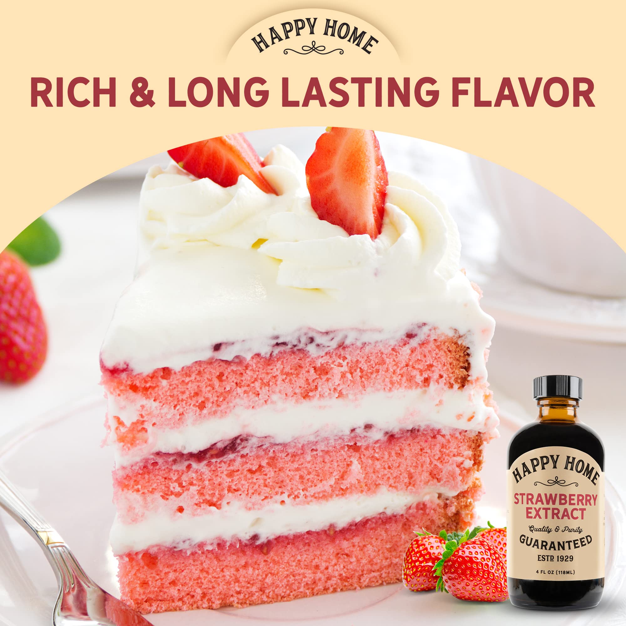 Happy Home Natural Strawberry Flavor - Certified Kosher, 4 oz.