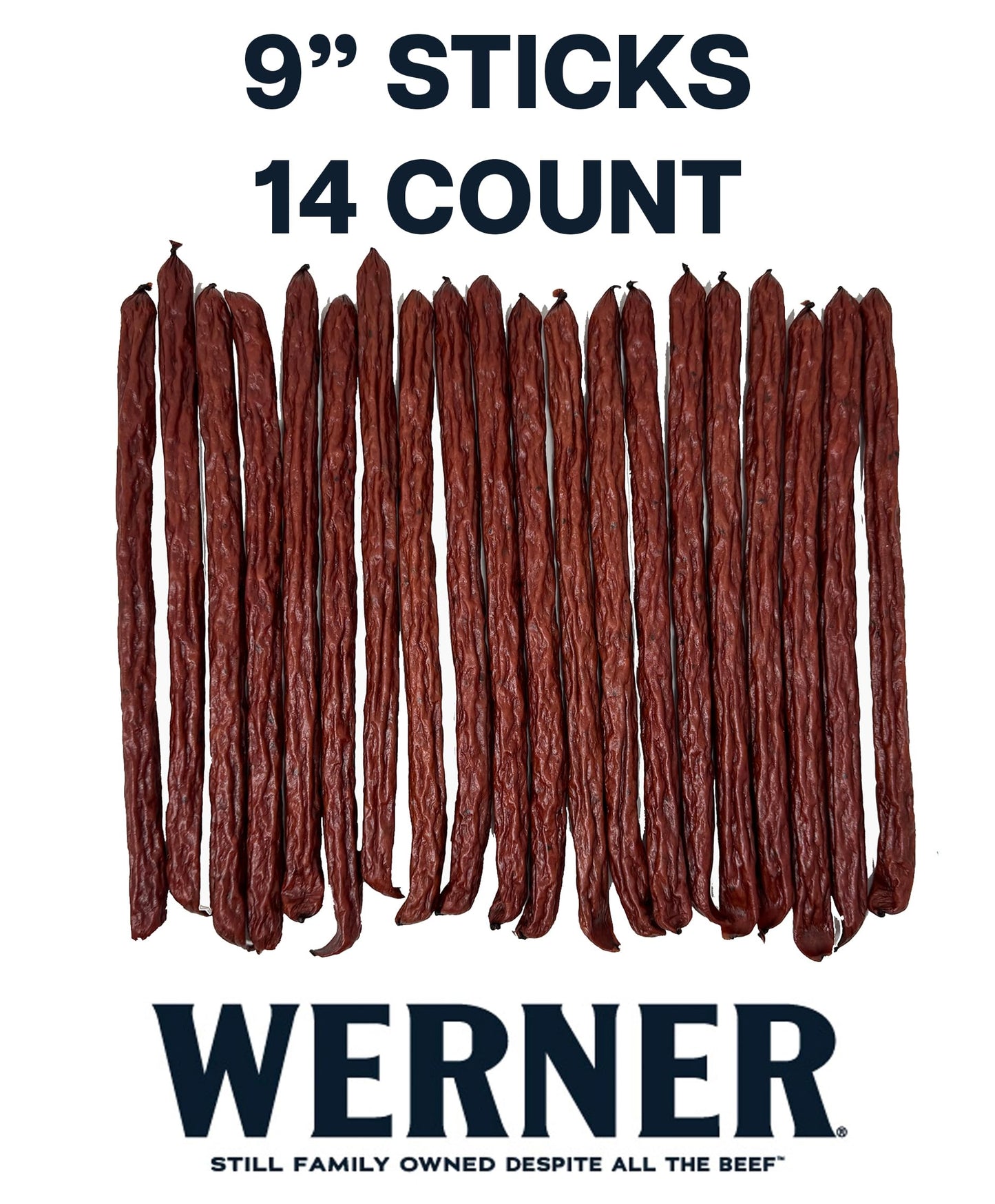Werner Hot Pepperoni Meat Sticks - 14 Count (9") Bulk Spicy Meat Sticks, 10 Ounce Resealable Bag