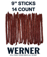 Werner Hot Pepperoni Meat Sticks - 14 Count (9") Bulk Spicy Meat Sticks, 10 Ounce Resealable Bag