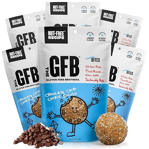 The Gluten Free Brothers Chocolate Chip Cookie Dough Nut Free Bites - Allergen Friendly, Gluten Free, Soy Free Protein Balls - Plant Based Vegan