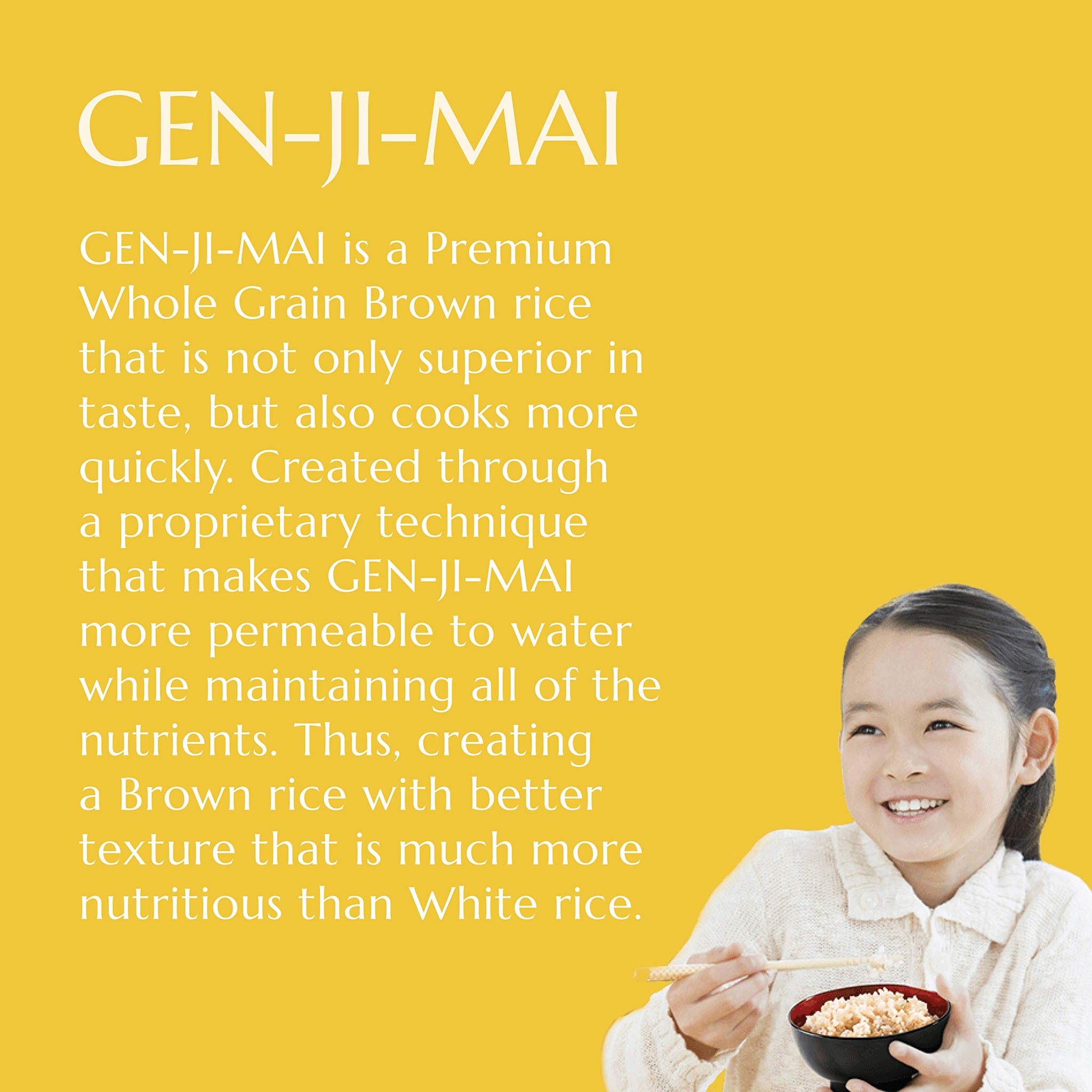 Gen-Ji-Mai Quick Cooking Brown Rice for Meal Prep and Bulk Cooking - Gluten-Free, Vegan, Paleo, Non-Allergenic with 64% more Fiber - Soft and Chewy Texture (4.40 lb bag)