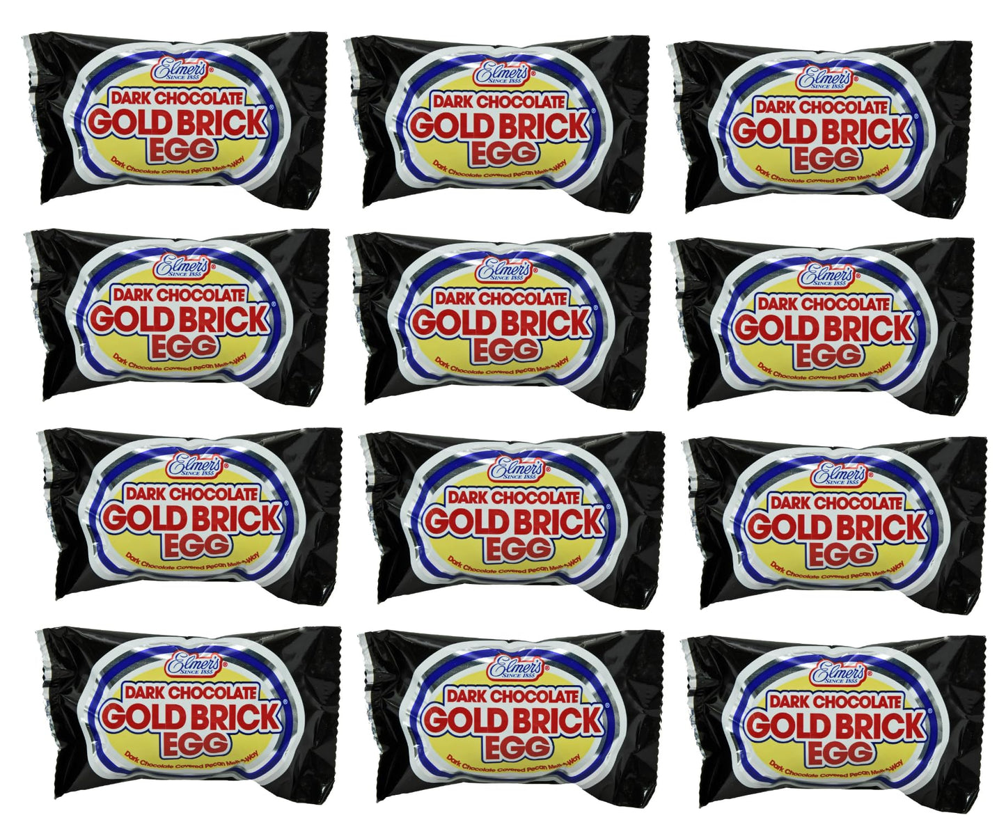 Elmer Gold Brick Eggs - Pack of 12 - Dark Chocolate Covered Pecan Melt Aways - Perfect for Friends and Family - Start an Easter Tradition