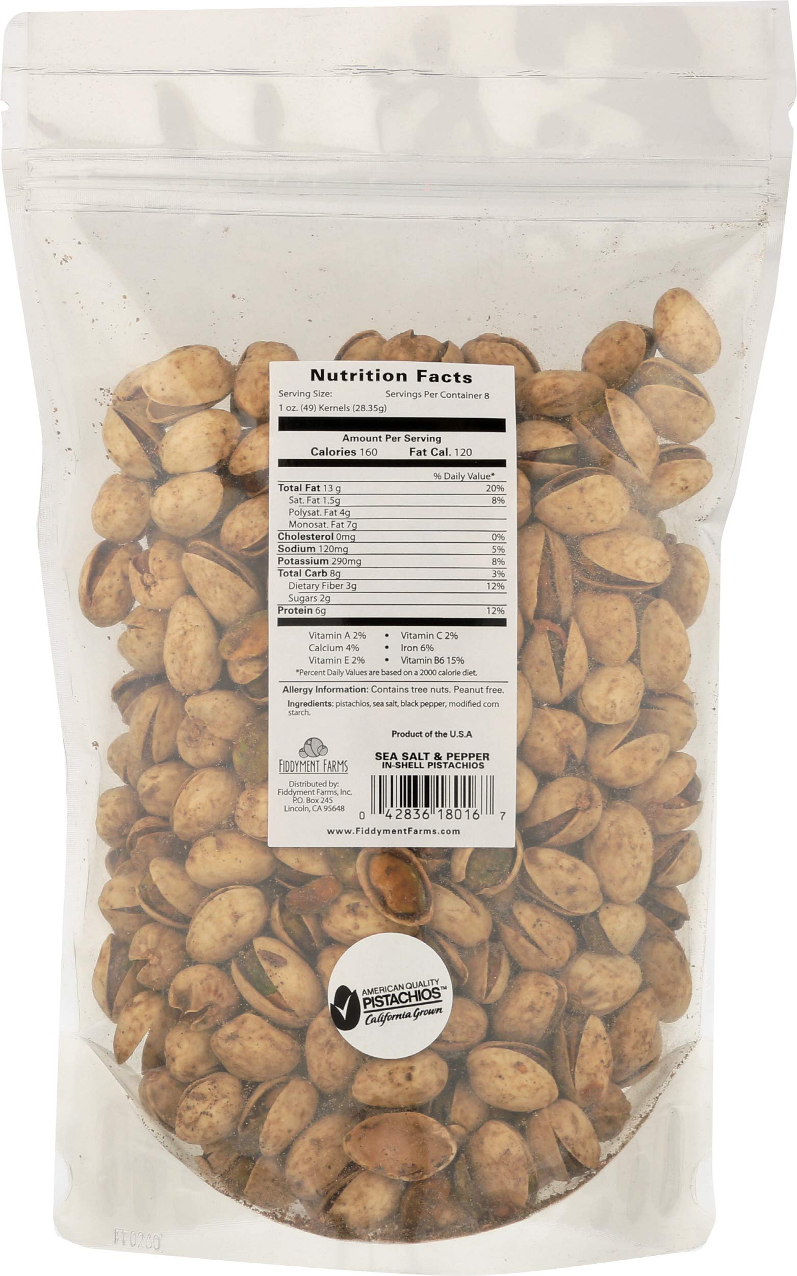 Fiddyment Farm Sea Salt Pepper Pistachio Nut In Shell, 16 OZ