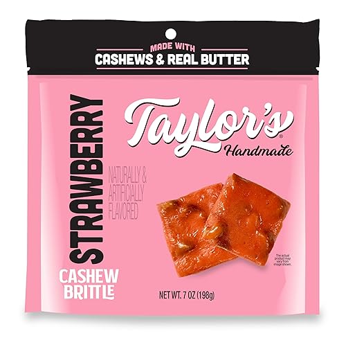Taylor's Handmade Strawberry Cashew Brittle, Made with Cashews & Real Butter, 7 oz, 3 Pack