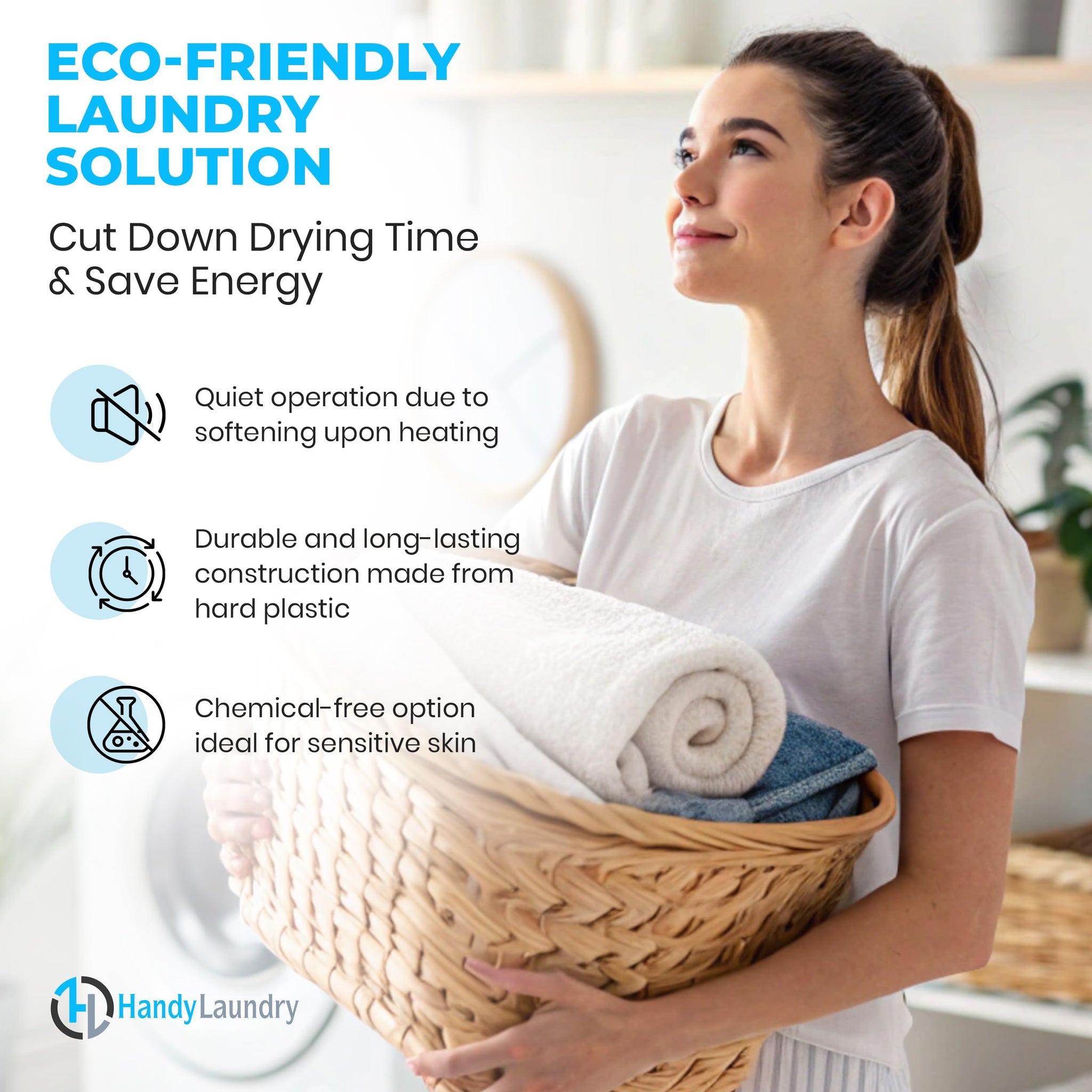 Handy Laundry Reusable Laundry Dryer Balls - A Natural Alternative to Fabric Softener, Reduce Drying Time and Save on Energy, Soft Fluffy Clothes