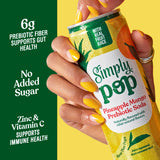 Simply POP Prebiotic Soda Pineapple Mango Cans, 12 fl oz, 12 Pack