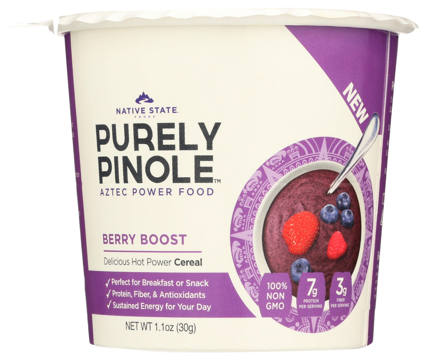 PURELY PINOLE Cereal Cup Berry Boost, 1.1 OZ