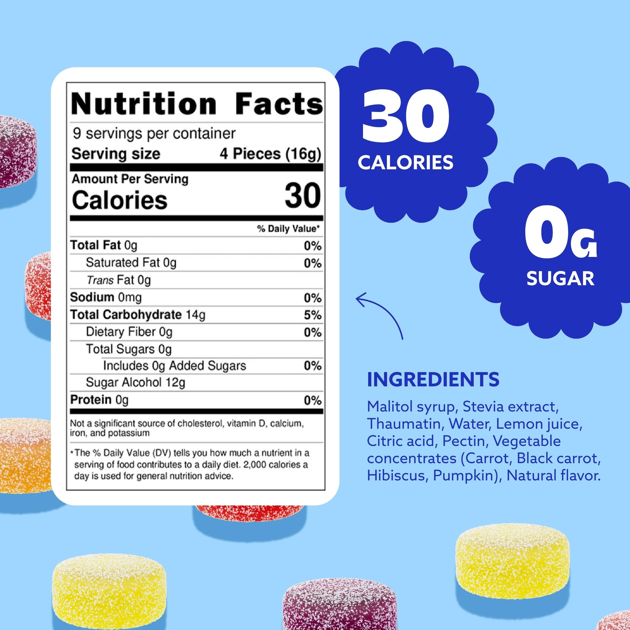 Cambie Sugar Free Gummies - 1 lb of Individually Wrapped Sugar Free Candy, Assorted Fruit Flavors, Diabetic Friendly, Keto, Low Carb, Vegan, Natural