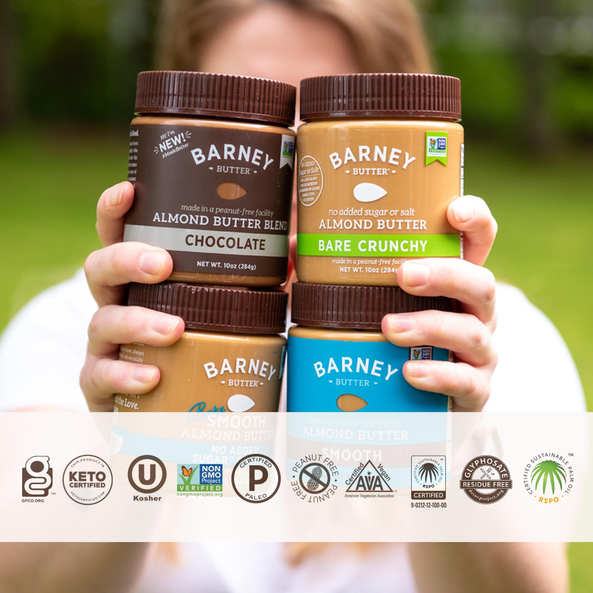 Barney Butter Almond Butter, Bare Crunchy, 10 Ounce Jar, No Added Sugar or Salt, Skin-Free Almonds, No Stir, Non-GMO, Gluten Free, Keto, Paleo, Vegan