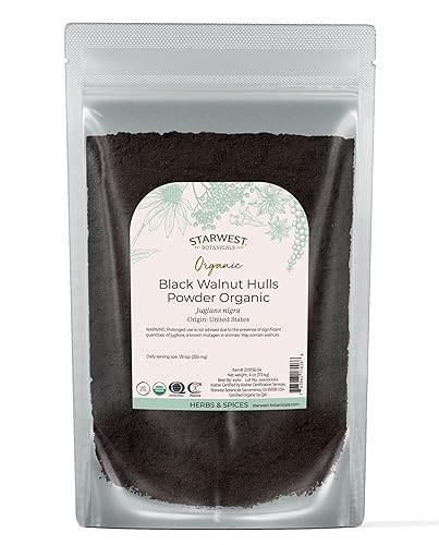 Starwest Botanicals Organic Black Walnut Hull Powder - Finely Ground, Use for Tea & Baking, Certified Kosher, Non-GMO - 4 oz Pouch