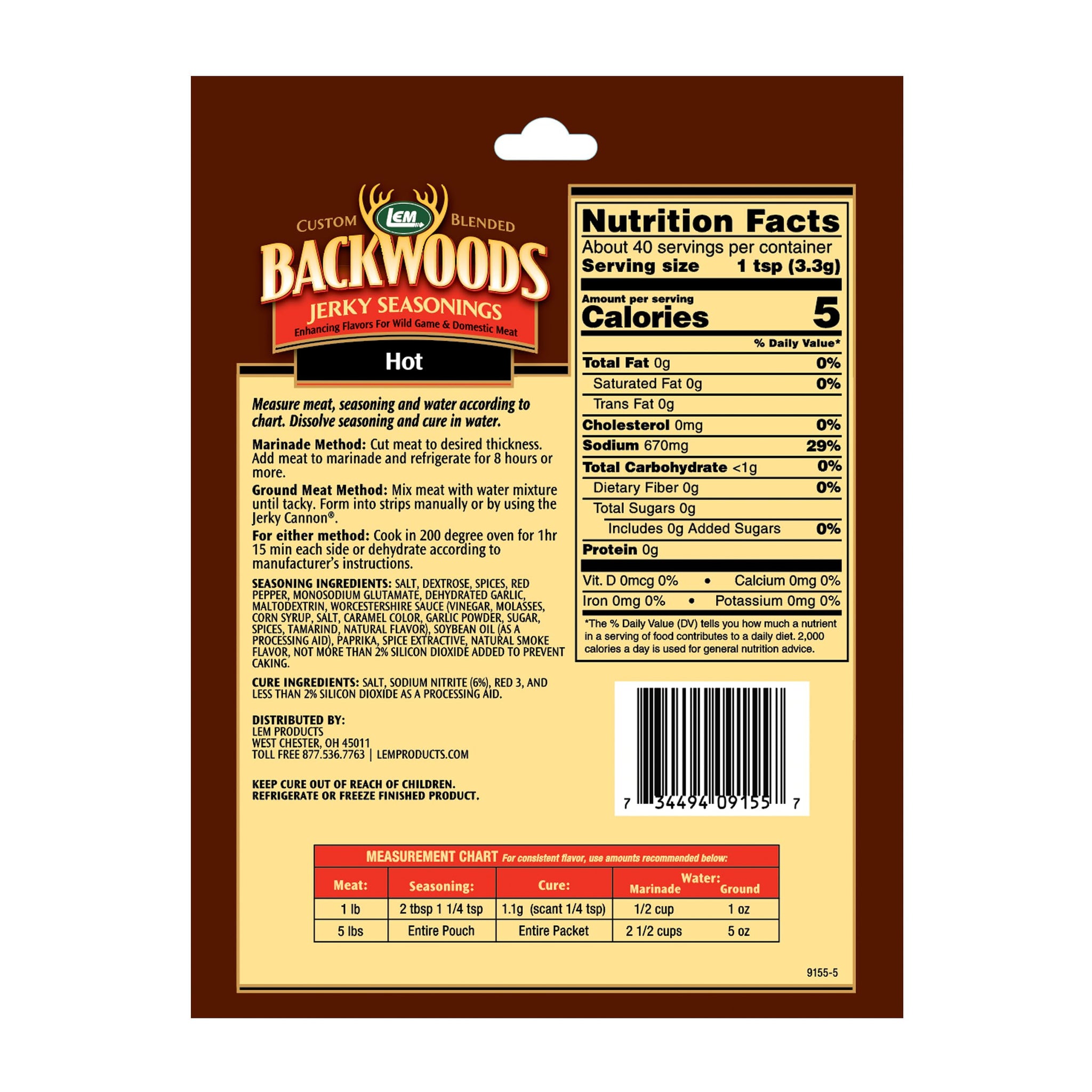 Backwoods Hot Seasoning with Cure Packet