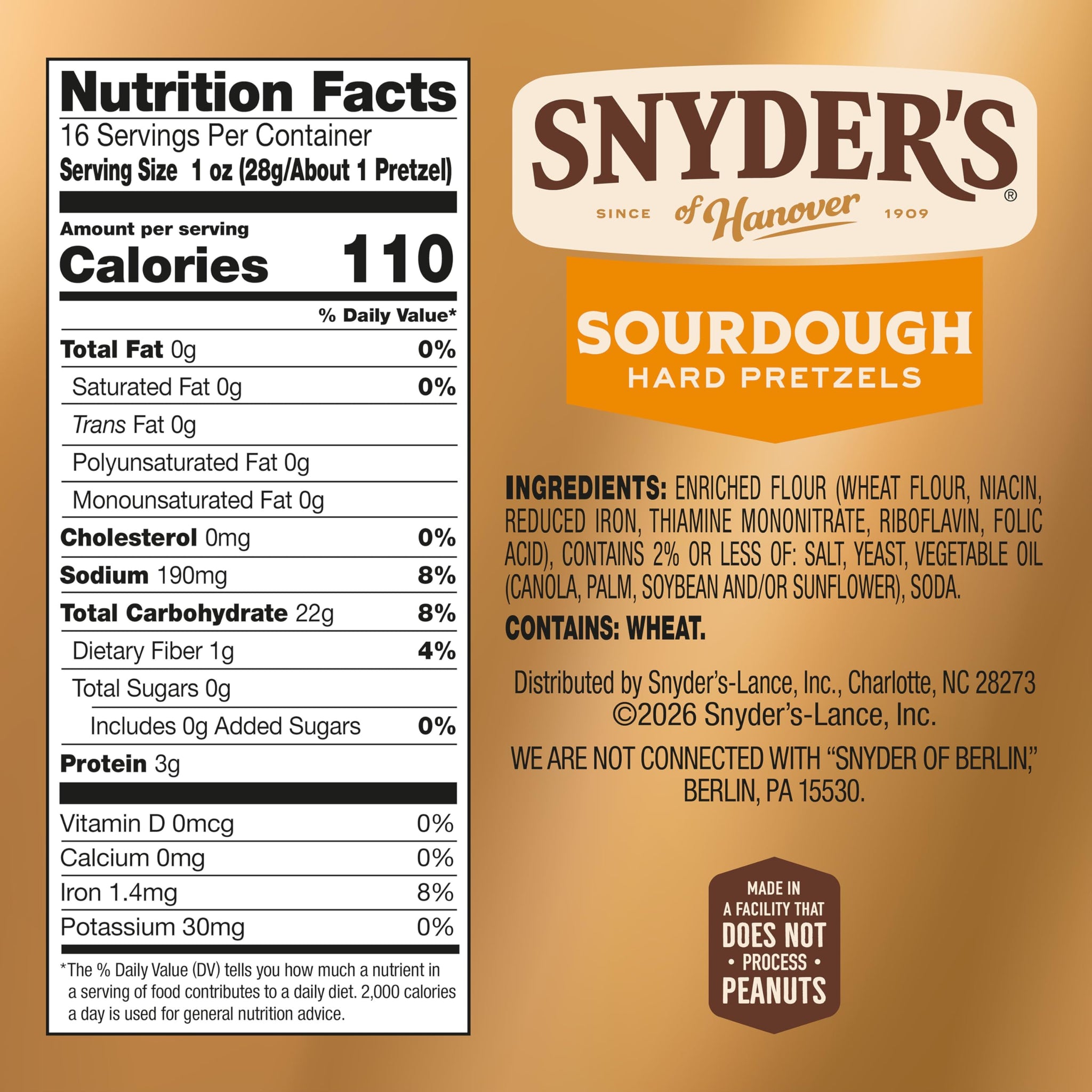 Snyder's of Hanover Sourdough Hard Pretzels, 16 Oz Bag