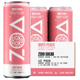 ZOA Zero Sugar Energy Drinks - White Peach | Healthy Energy Formula with Natural Caffeine, Daily Vitamin C, Essential B-Vitamins | Gluten-Free, Keto