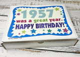 RETRO CANDY YUM ~ 1957 69th Birthday Gift Box of Nostalgic Candy from Childhood for 69 Year Old Man or Woman Born 1957