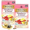 Twinings Raspberry & Lemon Herbal Tea 2-Pack (20 Tea Bags Ea) - Naturally Caffeine-Free Tea + Reusable Tea Bag Holder