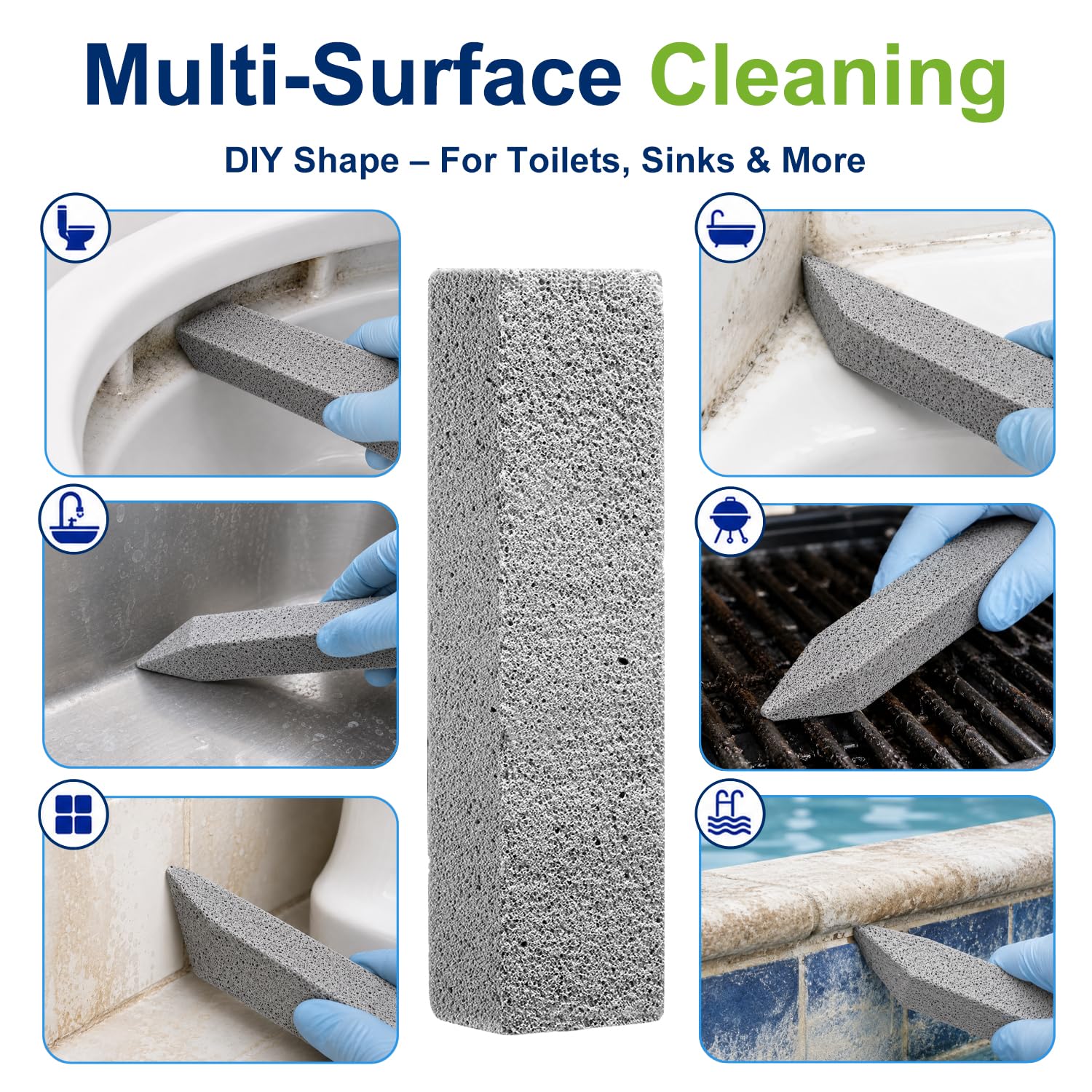 XTIIEED 8 Pack Pumice Stone Toilet Bowl Sticks, Pumice Scouring Bars for Hard Water Rings and Mineral Buildup, Household Cleaning Stones for Toilets