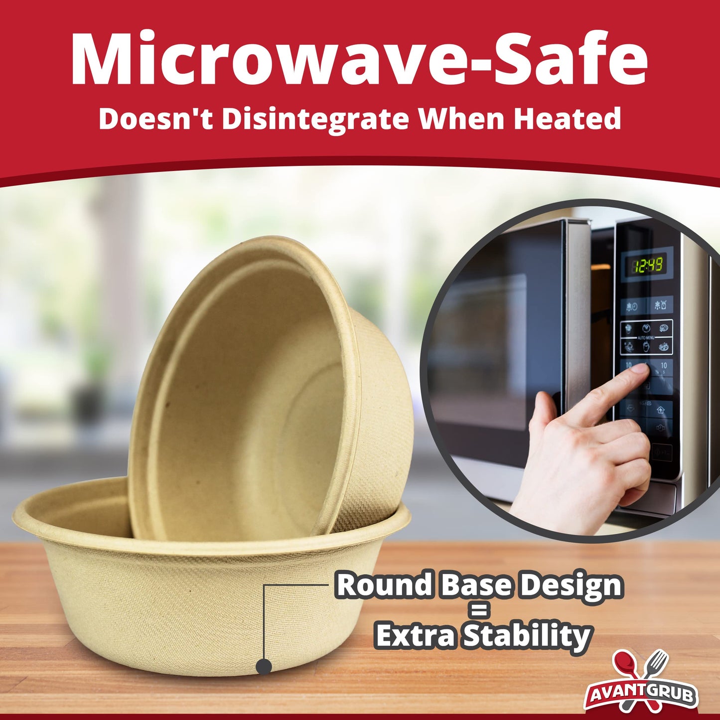 Leak-Proof, Compostable 11.5 oz Bowls 100 Pack. Sturdy, Plant-Based, Microwave Safe Sugarcane Containers for Soups, Salads, Desserts. BPA-Free