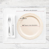 Smarty Had A Party Ivory Scalloped Plastic Dinner Plates 10 inch (120 Pieces) - Heavy Duty Disposable Plates for Wedding - Fancy Upscale Disposable