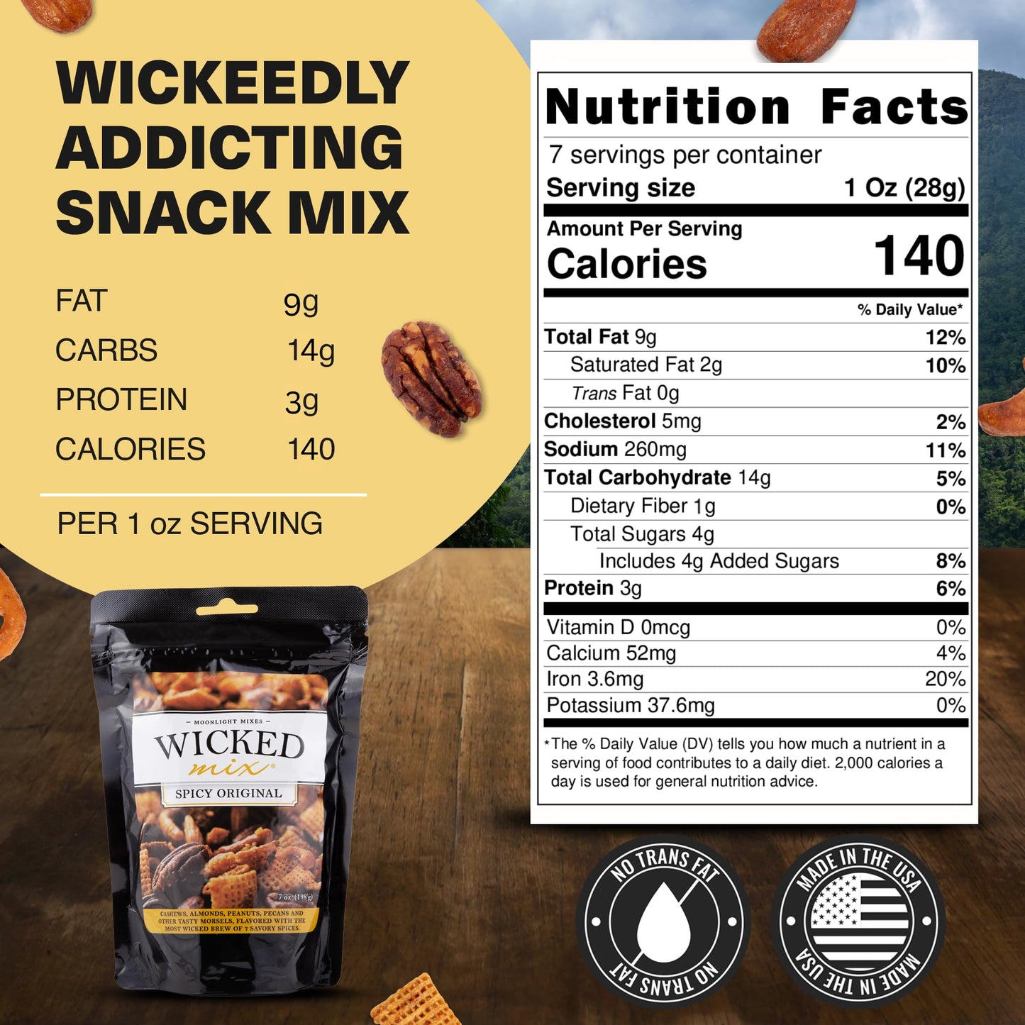 Wicked Mix Snack Mix with Mixed Nuts - Sweet and Salty Snacks Trail Mix Snack Packs with Almonds, Cashews, Pretzels, Pecans - Healthy Snacks Zero
