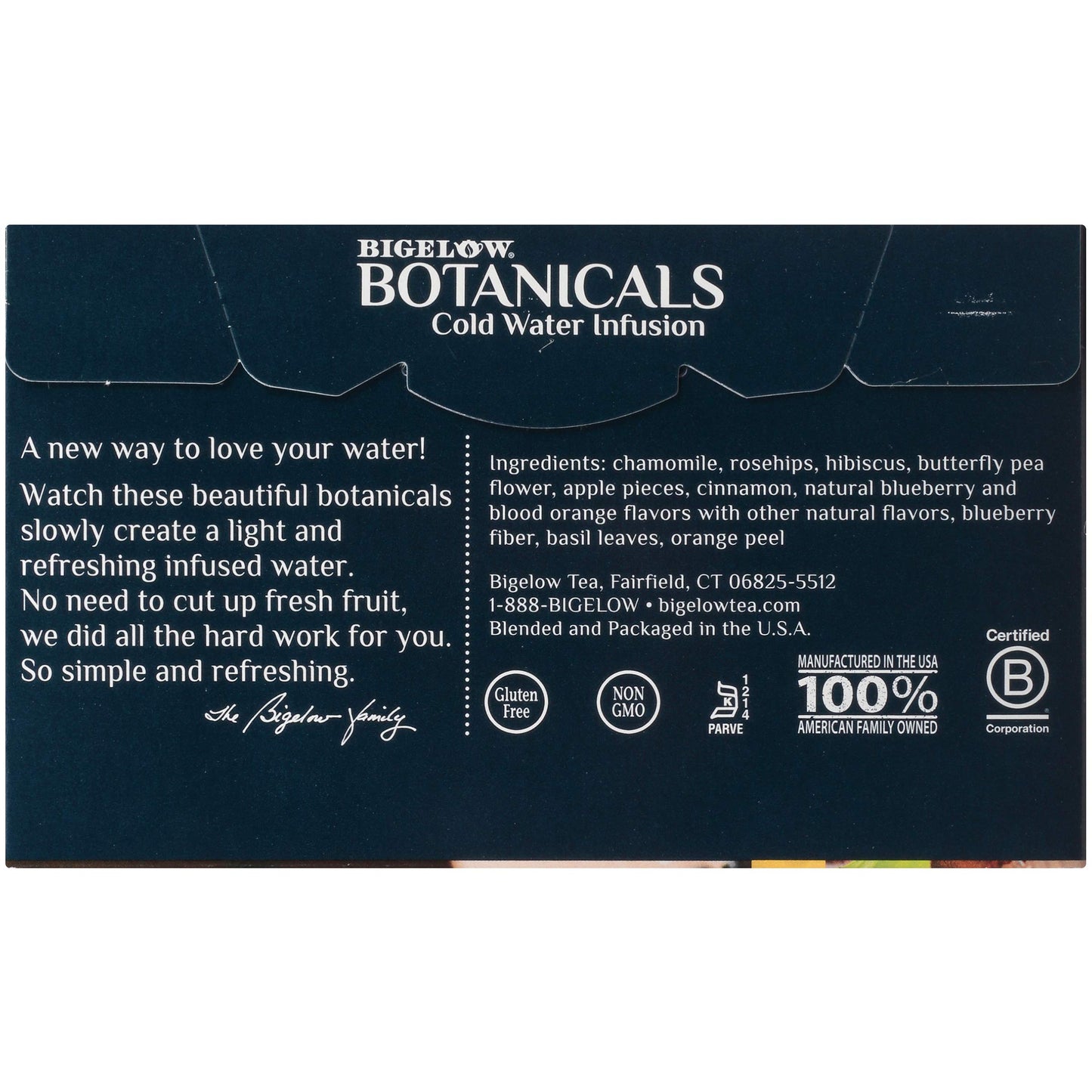 Bigelow Botanicals Cold Water Infusion Blueberry Citrus Basil Tea Bags 18 Count Box (Pack of 1), Herbal Infusion, Caffeine Free, 18 Tea Bags Total