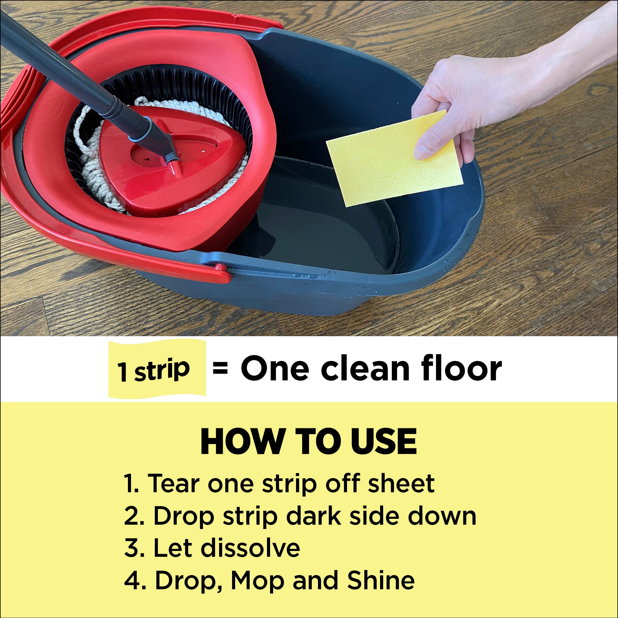 Nature Clean All Natural Wood Floor Cleaner for Mopping 36 Strips, Non-Toxic & Plastic-Free Packaging, Use On Hardwood Laminate Ceramic Tile Linoleum