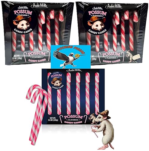 Possum Flavored Candy Canes 18 Count - Christmas Holiday Stocking Stuffers - Fun Novelty Gag Joke Gift