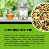 Nelson's Tea - Butterscotch Pie - Caffeine-Free - Herbal Loose Leaf Tea - Green rooibos, Honey bush tea, Peanuts, Butterscotch chips, Milk