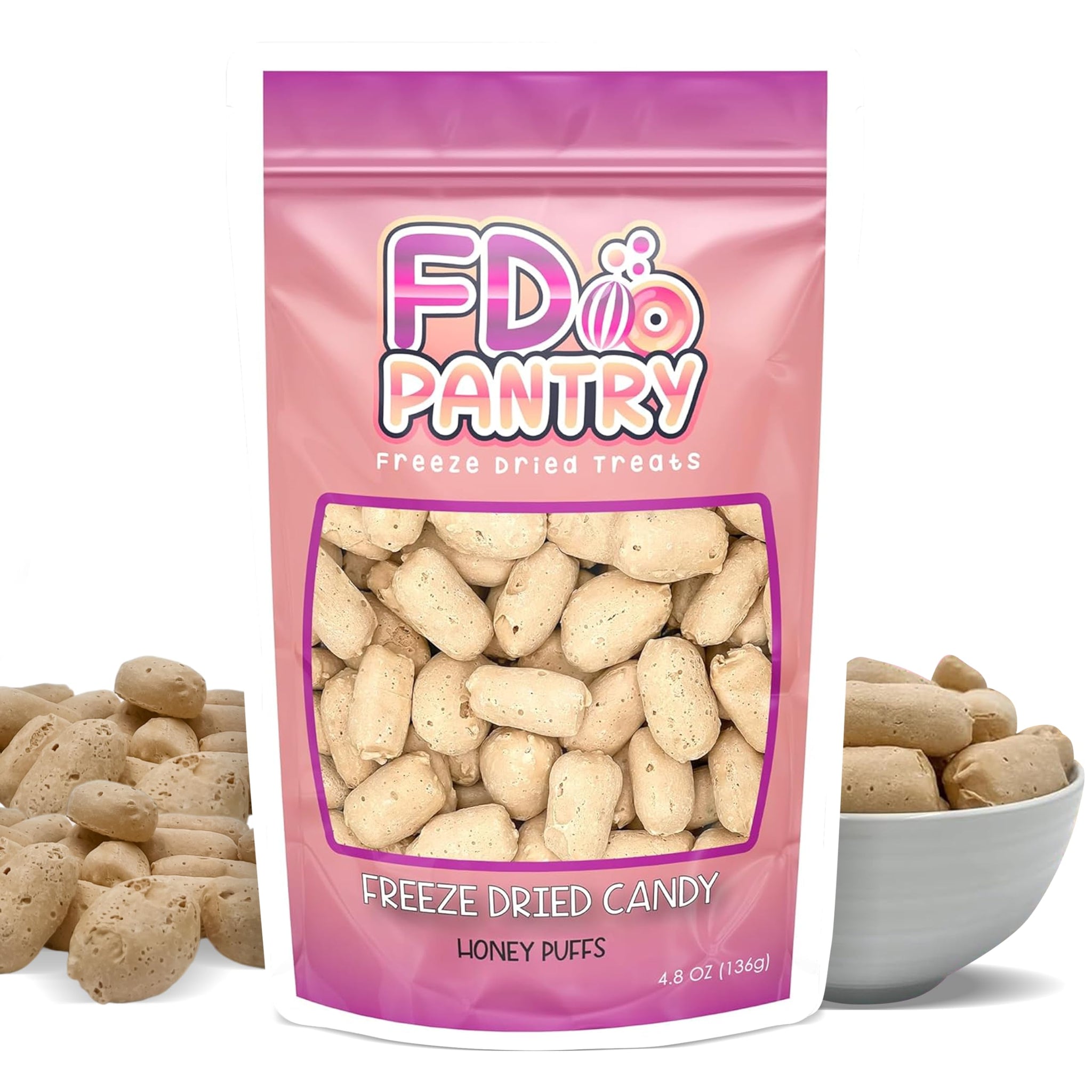 Freeze Dried Candy - Crispy Twist on Classic Chews in Resealable Bag Perfect for Gifting, Outdoor Adventures & Emergency Food Storage (Honey Puffs