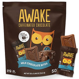 AWAKE - Caffeinated Chocolate Bites - Milk Chocolate, 50 Bites - 50mg Caffeine - Individually Wrapped Energy Bites - Coffee Alternative - Fairtrade