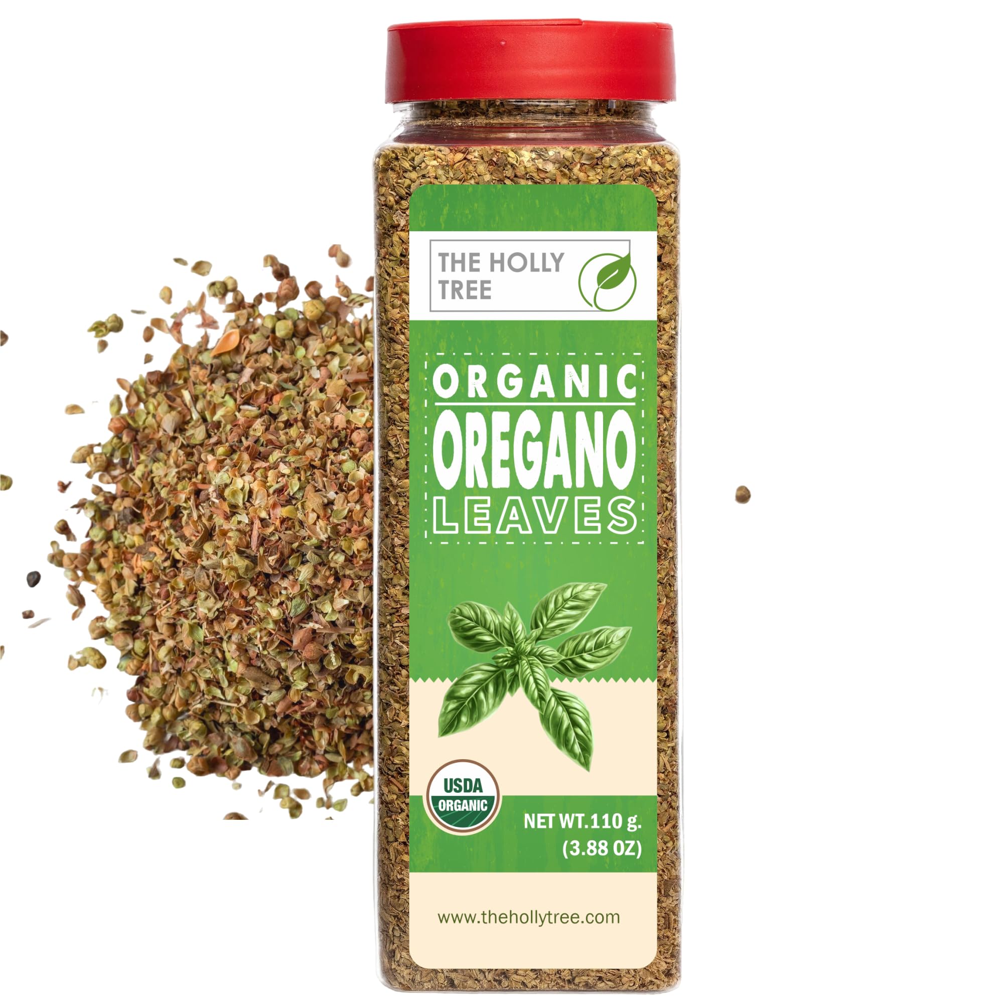Organic Oregano Dried 3.88 oz - Dried Oregano Leaves - USDA Organic, Kosher, Gluten Free Seasoning - The Holly Tree