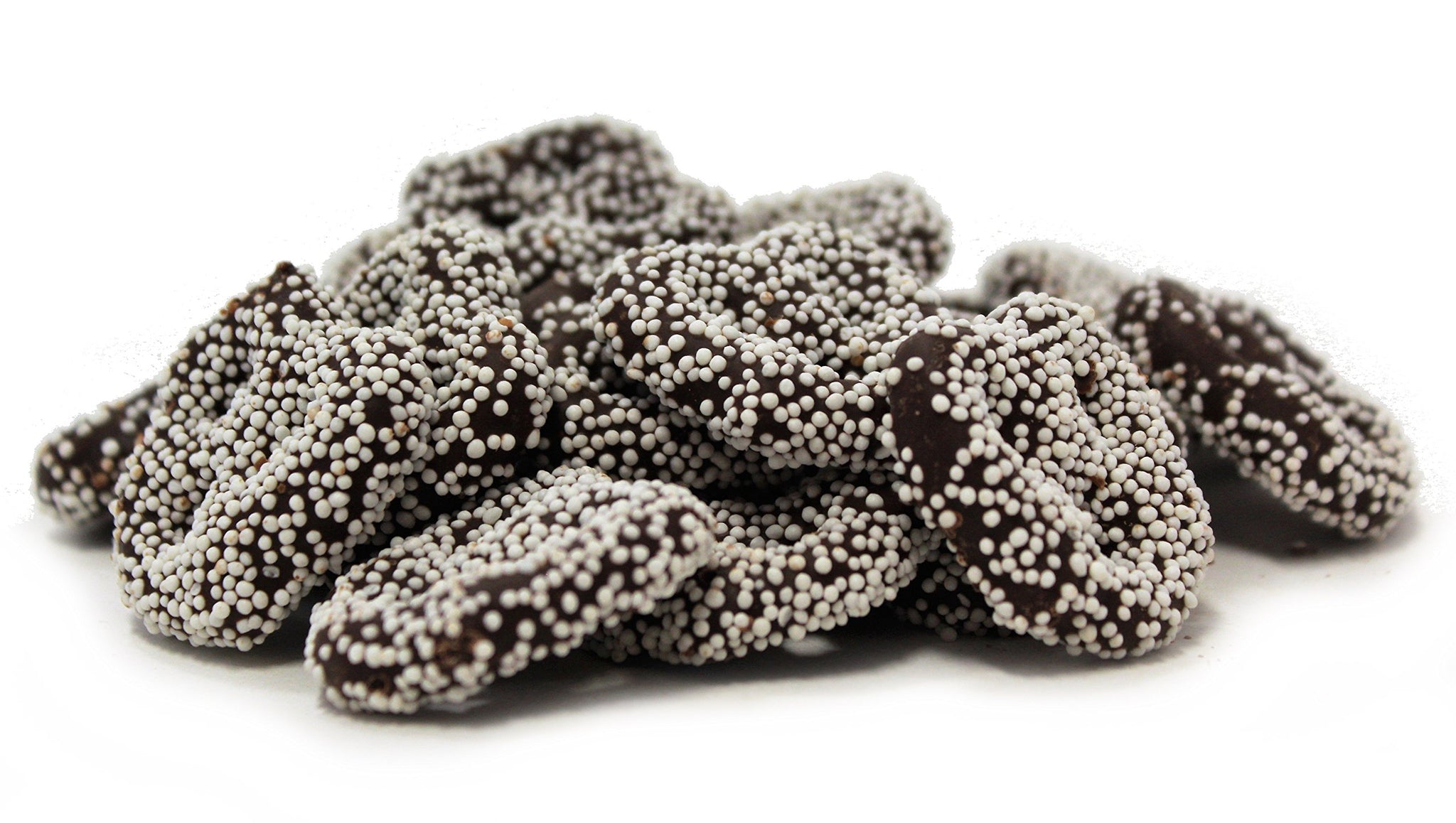 Gourmet Dark Chocolate Covered Mini Pretzels with White Nonpareil by Its Delish (2 lbs)