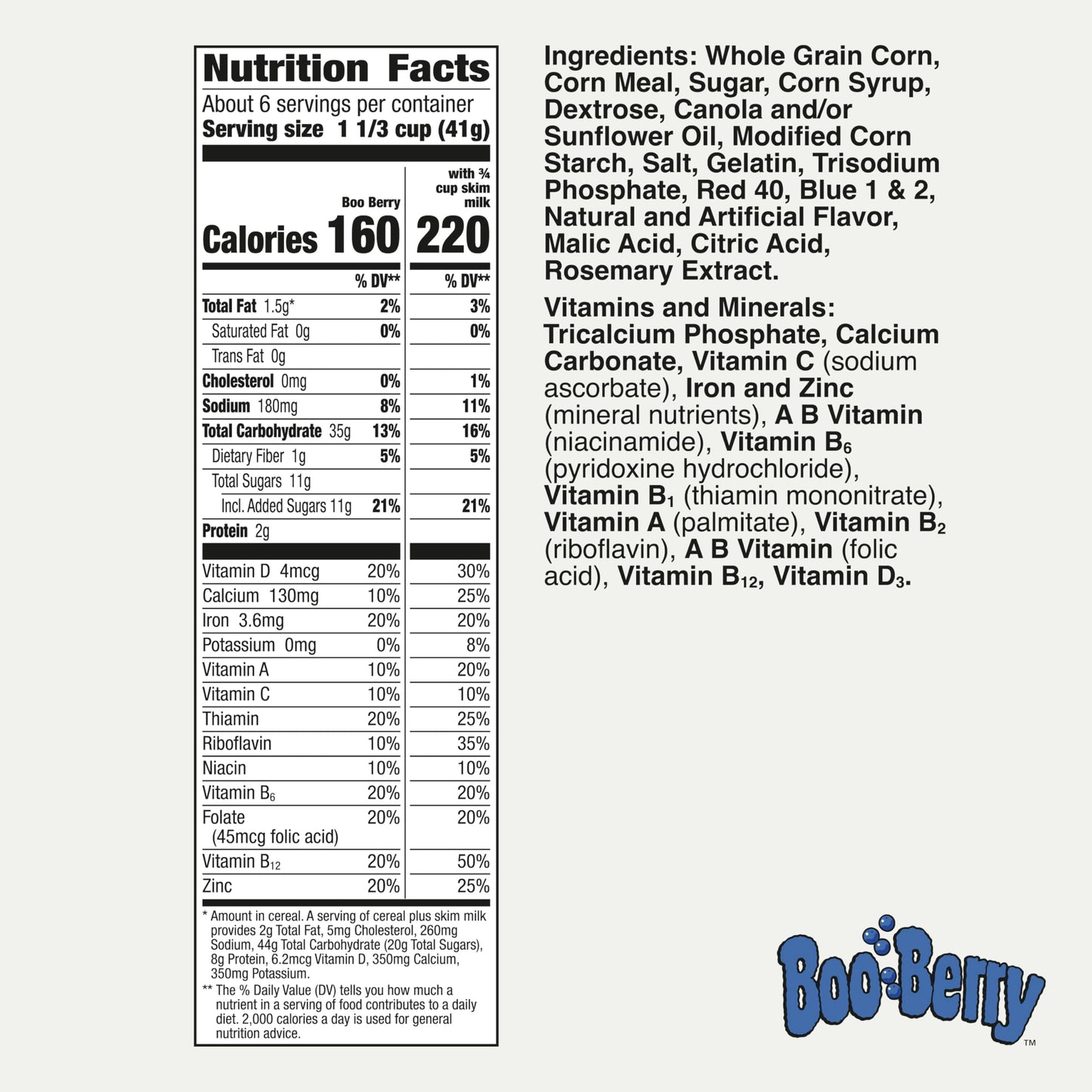 Boo Berry Cereal with Monster Marshmallows, Kids Breakfast Cereal, Halloween Limited Edition, 9.6 oz