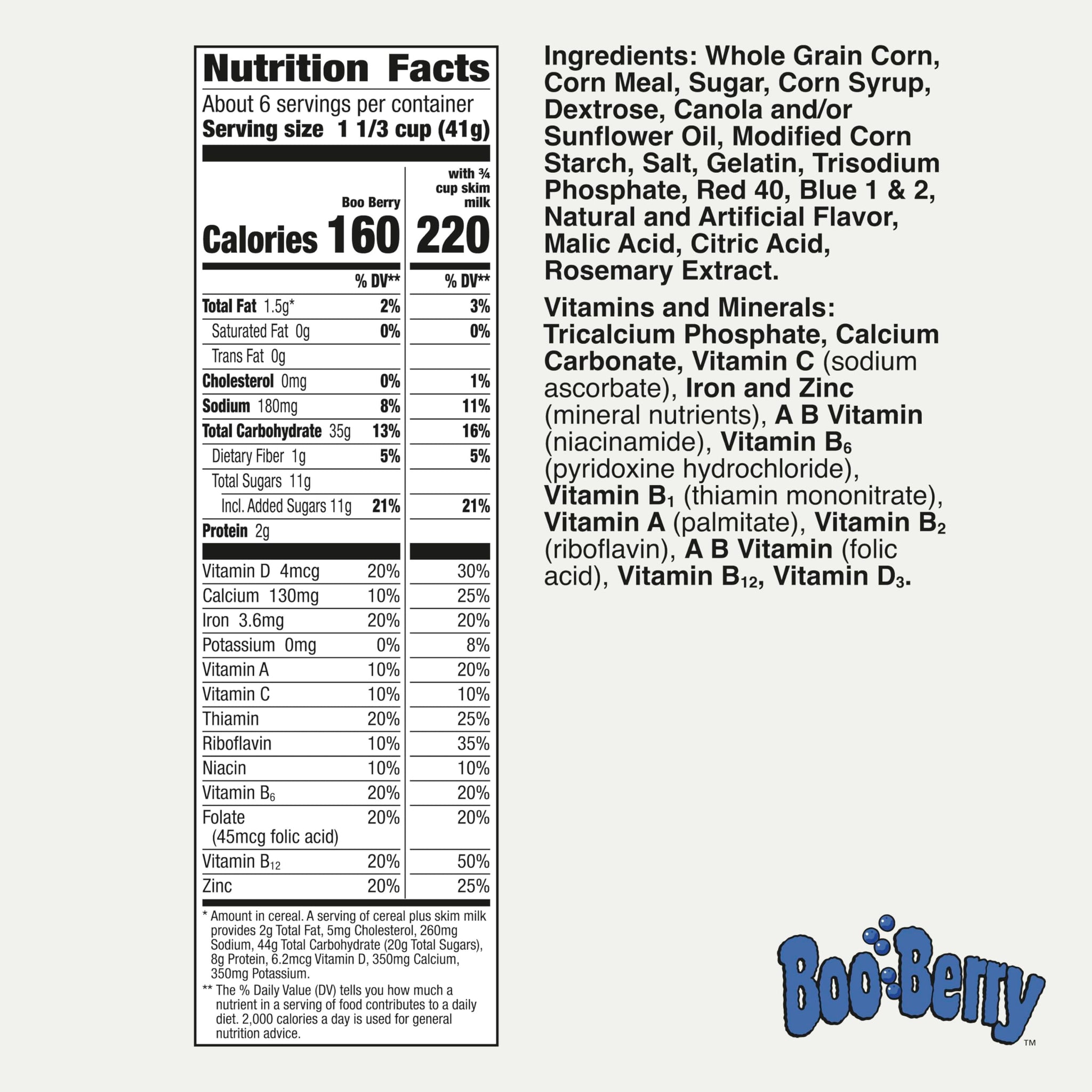 Boo Berry Cereal with Monster Marshmallows, Kids Breakfast Cereal, Halloween Limited Edition, 9.6 oz