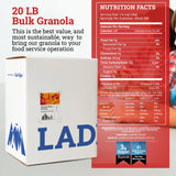 Ladera Almond Pecan Granola - Low Sugar Artisanal Breakfast Cereal, Gluten Free & Vegan, Honest Ingredients, 20 LB
