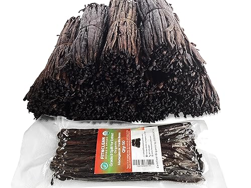 50 Split Organic Madagascar Vanilla Beans Grade B| 5"-7" For Extract by FITNCLEAN VANILLA| Bourbon NON-GMO Pods for Paste