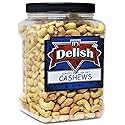 Roasted & Salted Cashews by It’s Delish - 2.5 lbs Jumbo Container - Roasted with Sea Salt - Kosher Long-lasting Jar - Energetic, Healthy Snack