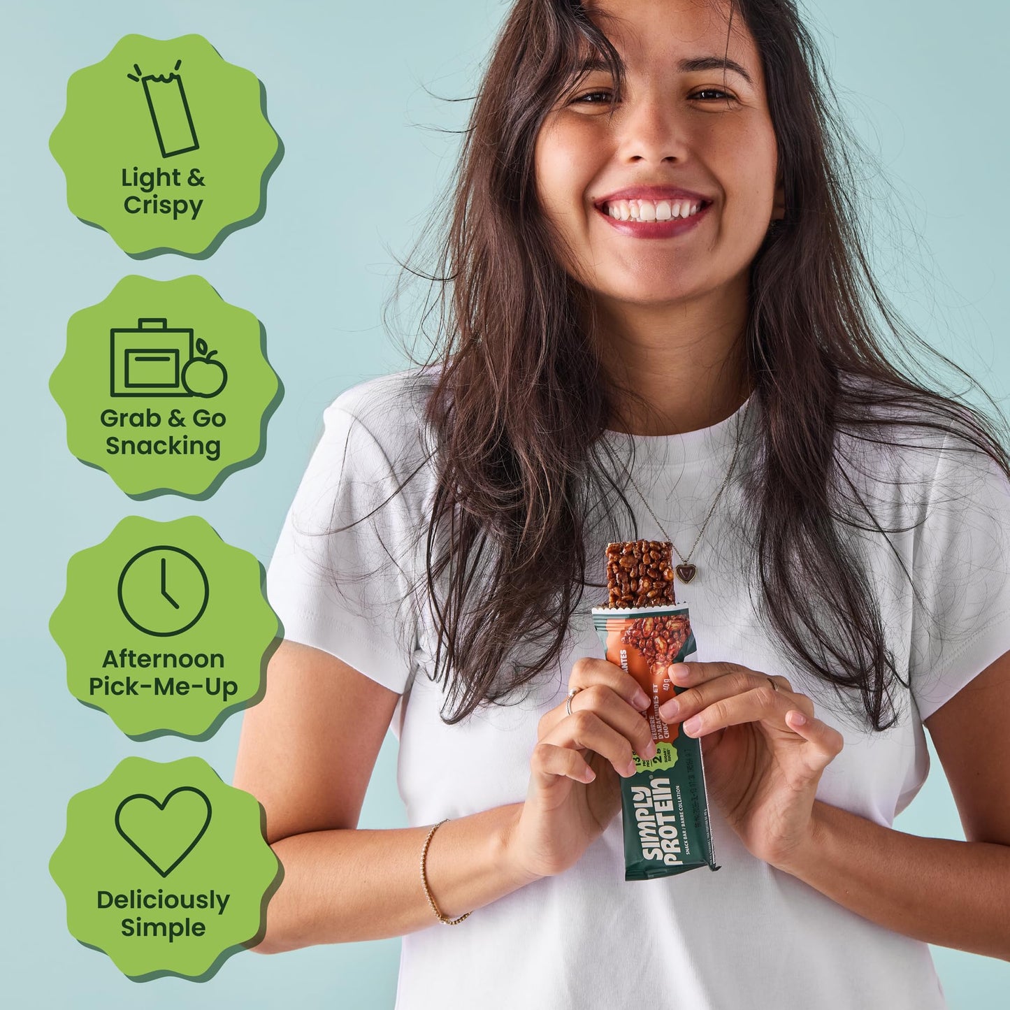 Simply Protein - Crispy Vegan Protein Bars Variety Pack, 3 Flavors - Plant Based, Protein Snacks - 13g Protein, 2g Sugar, 7g Fiber - Gluten Free, Non