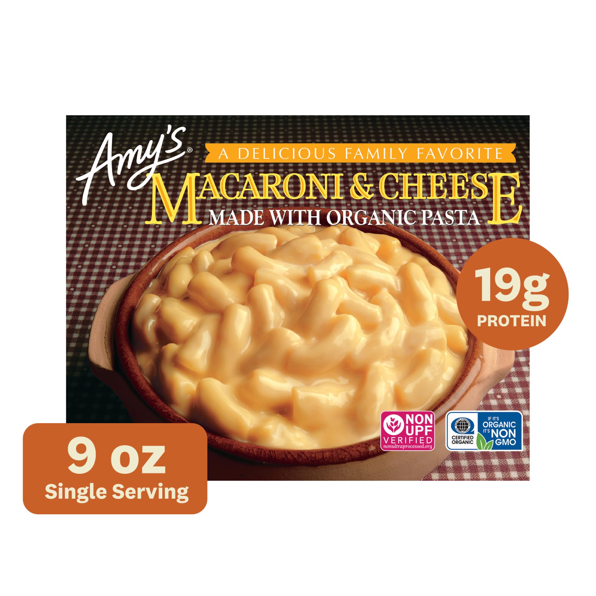 Amy's Frozen Meals, Macaroni and Cheese, Made With Organic Pasta, Microwave Meals, 9 Oz