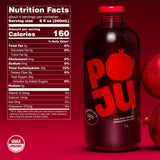 POJU 100% Organic Pomegranate Juice (Original, No Pulp) Cold Pressed 33.8 Fl Oz (1L) Bottle, Not from Concentrate, No Sugar Added, Non GMO, Kosher